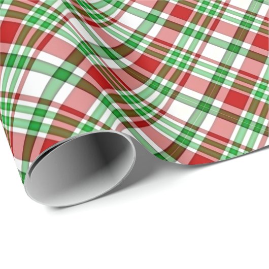 Rustiek Rood & Groen Diagonaal Tartan Plaid Kerstm Cadeaupapier (Rol Hoek)