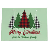 Rustiek Rood Groen Geplaagd Kerstbomen Custom Groot Cadeauzakje (Voorkant)