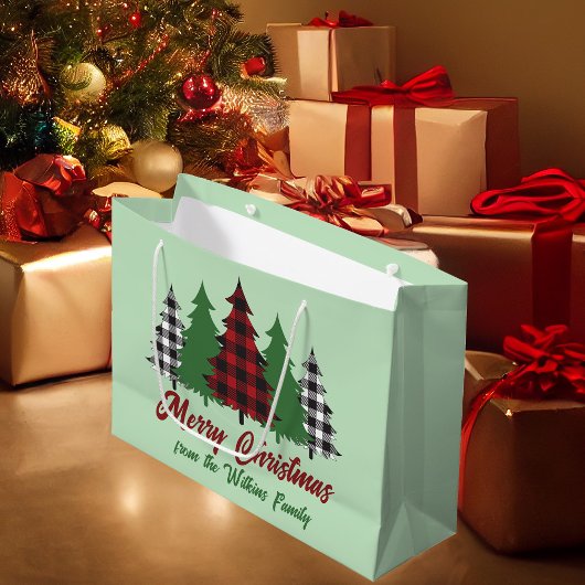 Rustiek Rood Groen Geplaagd Kerstbomen Custom Groot Cadeauzakje