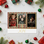 Rustiek rood & groen geplakt Christmas Joy Foto Folie Feestdagenkaart