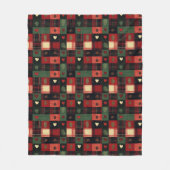 Rustiek rood groen geplakt harten kerstvakantie fleece deken (Voorkant)
