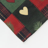 Rustiek rood groen geplakt harten kerstvakantie fleece deken (Hoek)