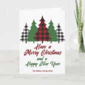 Rustiek rood groen geplakte bomen Kerstbrief Feestdagen Kaart (Voorkant)
