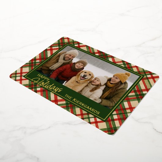 Rustiek rood groen geplette Waterverf en goud Folie Feestdagenkaart (Gedraaid)