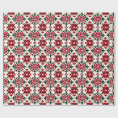 Rustiek rood groen kerst Haakpatroon Cadeaupapier (Vlak)