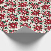 Rustiek rood groen kerst Haakpatroon Cadeaupapier (Hoek)