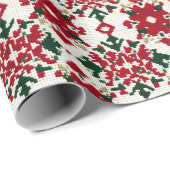 Rustiek rood groen kerst Haakpatroon Cadeaupapier (Rol Hoek)