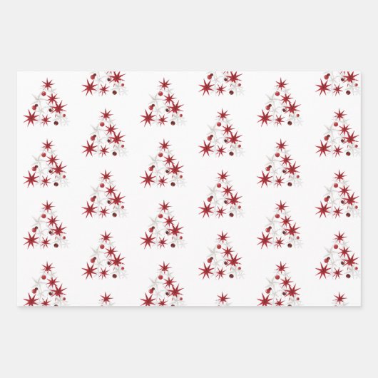 Rustiek Rood Groen Vrolijk Kerstmis Ornament Inpakpapier Vel (Voorkant 3)