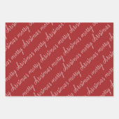 Rustiek Rood Groen Vrolijk Kerstmis Ornament Inpakpapier Vel (Voorkant 2)