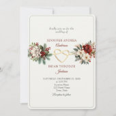 Rustiek Rood Groen Winter Uitnodiging (Voorkant)