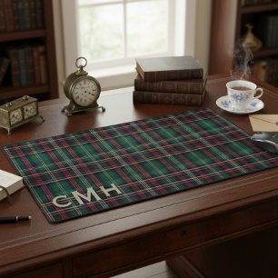 Rustiek Rood Groen & Zwart Tartan Plakken Monogram Bureaumat