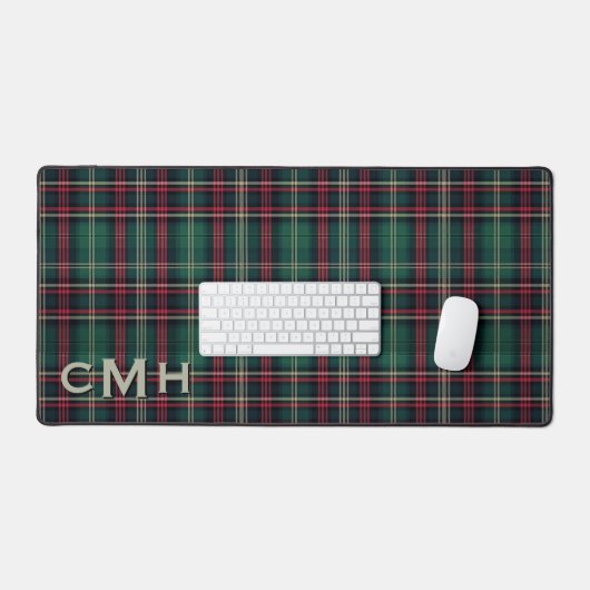 Rustiek Rood Groen & Zwart Tartan Plakken Monogram Bureaumat (Keyboard & Muis)