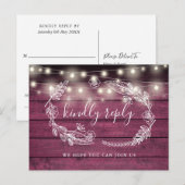 Rustiek Rood Hout Bloemen Song Aanvraag RSVP Kaart (Voorkant / Achterkant)