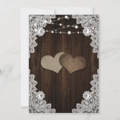Rustiek Rood Hout Kant String Lights Wedding Kaart (Achterkant)