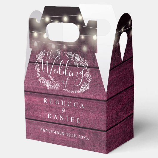 Rustiek Rood Hout Strijklichten Bloemen Bruiloft Bedankdoosjes (Geopend)