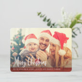 rustiek rood hout | Vrolijke kerstfoto Feestdagenkaart (Staand voorkant)