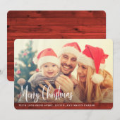 rustiek rood hout | Vrolijke kerstfoto Feestdagenkaart (Voorkant / Achterkant)