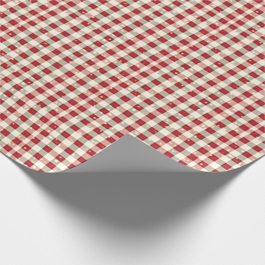Rustiek Rood Kerstmis Tartan Plaid Wrapping Papier (Hoek)