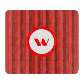 Rustiek rood monogram & strepen snijplank (Voorkant)