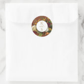 Rustiek Rood |Oranje bloemboeket bruiloft monogram Ronde Sticker (Tas)