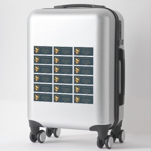 Rustiek Rood | Oranje Bloemen bruiloft Gast Adres Sticker (Koffer)