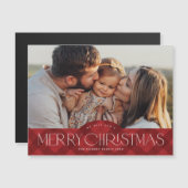 Rustiek Rood Plaid Foto Kerst Magnetische Kaart (Voorkant / Achterkant)