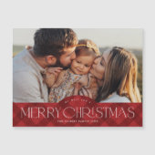 Rustiek Rood Plaid Foto Kerst Magnetische Kaart (Voorkant)