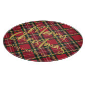 Rustiek Rood Plaid Goud Folie Script Vrolijk Kerst Snijplank (Hoek)