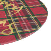 Rustiek Rood Plaid Goud Folie Script Vrolijk Kerst Snijplank (Hoek)
