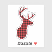 Rustiek Rood Plaid Herten Hoofd Sticker (Vel)