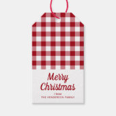 Rustiek Rood Plaid Vrolijk Kerstfeest Cadeaulabel (Voorkant)