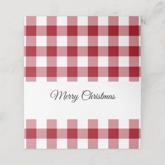 Rustiek Rood Plaid Vrolijk Kerstfeest Plaatskaartje (Buitenkant ongevouwen)