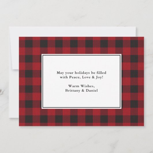 Rustiek Rood Plaid Vrolijk Kerstmis Paar Foto Feestdagenkaart (Achterkant)