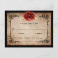 Rustiek Rood Rose Goud Zwart Elegant Bruiloft RSVP