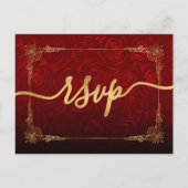 Rustiek Rood Rose Goud Zwart Elegant Bruiloft RSVP Briefkaart (Achterkant)