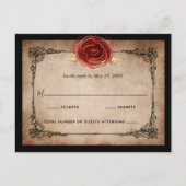 Rustiek Rood Rose Goud Zwart Elegant Bruiloft RSVP Briefkaart (Voorkant)
