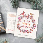Rustiek rood roze sinaasappel hulst kerstkrans feestdagenkaart