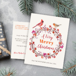 Rustiek rood roze sinaasappel hulst kerstkrans feestdagenkaart