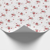 Rustiek  rood rozenpatroon cadeaupapier (Hoek)