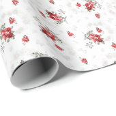 Rustiek rood rozenpatroon cadeaupapier (Rol Hoek)