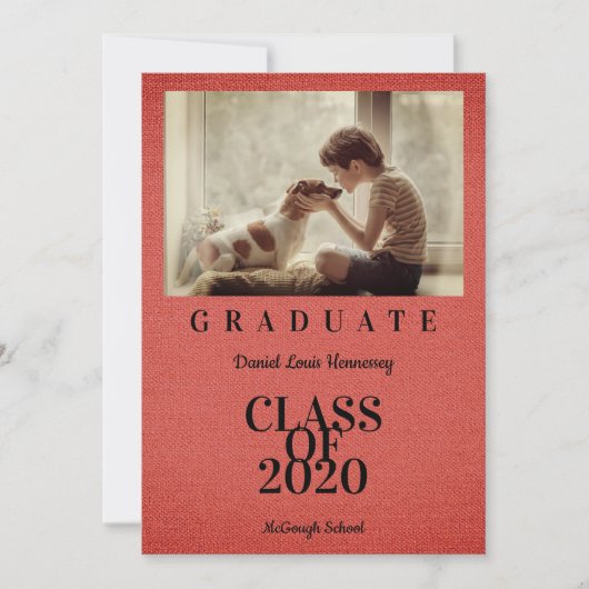 Rustiek Rood Stijlvol Linnen Effect Foto Afstudeer (Voorkant)