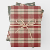 Rustiek Rood, Tan & Groen Kerstmis Verpakkend Docu Inpakpapier Vel (In situ)