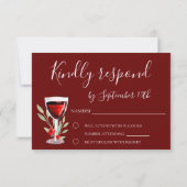 Rustiek rood wijnglas 60e verjaardag partij RSVP kaartje (Achterkant)