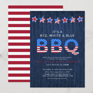 Rustiek Rood Wit & Blauw BBQ Hout 4 Juli Kaart