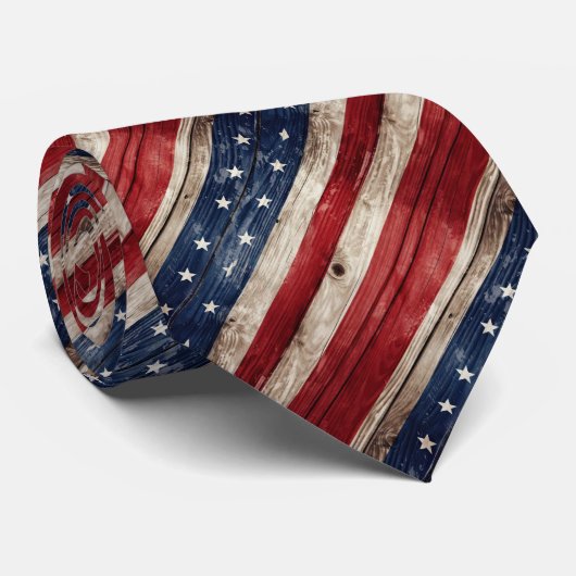 Rustiek Rood Wit Blauw Patriottische Vlag Stropdas (Opgerold)