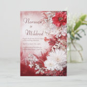 Rustiek rood & wit Bloemen Huwelijksuitnodiging Kaart (Staand voorkant)