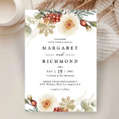 Rustiek Rood & Wit Kerst Krans Winter Wedding Kaart