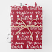 Rustiek Rood Wit & Zwart Kerstbomen Inpakpapier Vel (In situ)