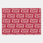 Rustiek Rood Wit & Zwart Kerstbomen Inpakpapier Vel (Voorkant)