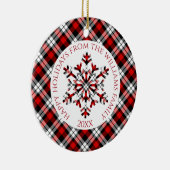 Rustiek Rood Wit Zwart Tartan Controles Sneeuwvlok Keramisch Ornament (Rechts)